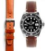 Solid End Link Calf Leather On Tang Buckle For Rolex